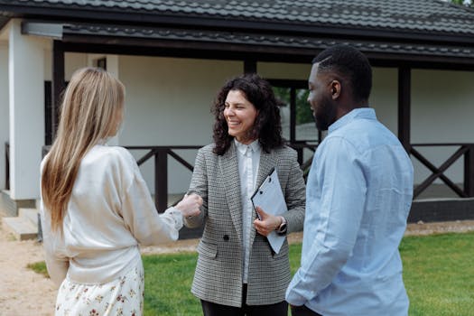 smiling family discussing finances at home