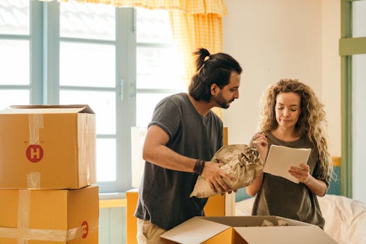 happy family moving into a new home